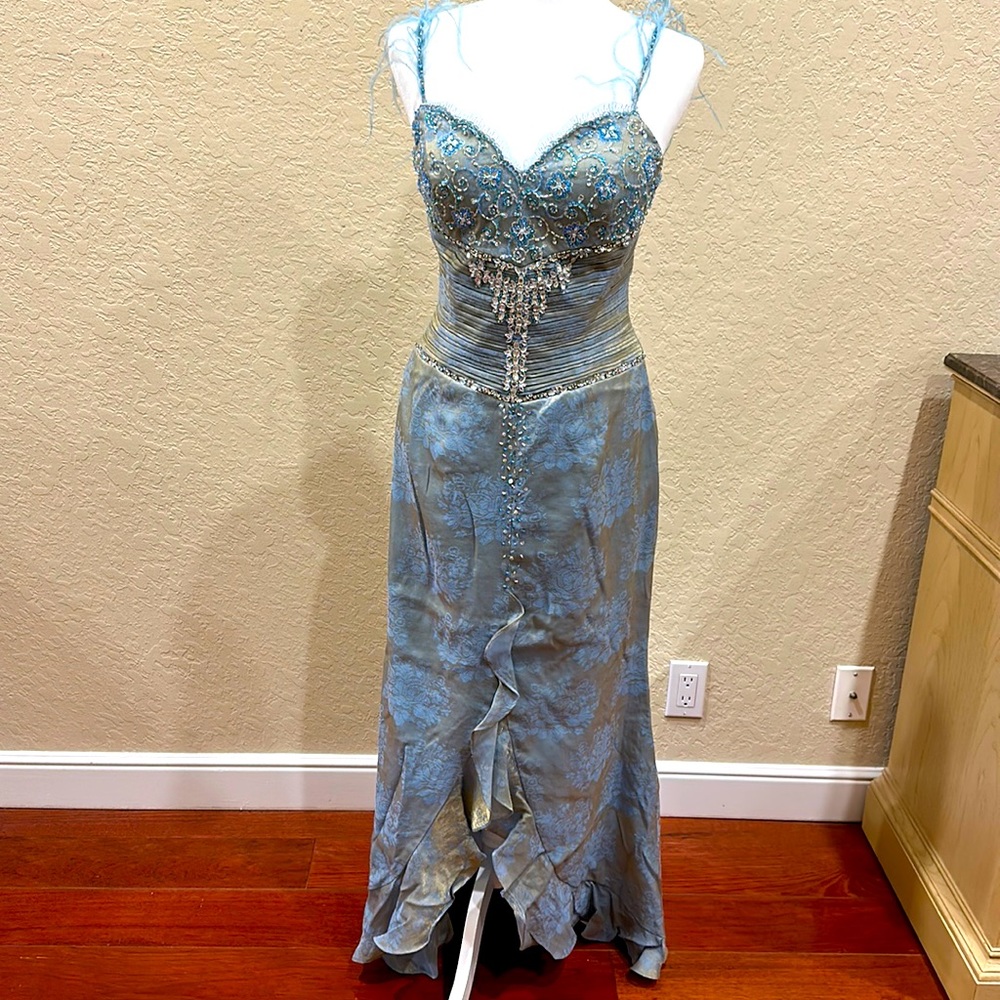 Alyce Designs Gown with Beading & feather straps